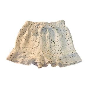 Fashion On Earth Women's White Black Polka Dots Ruffle Hem Lined Shorts Tie Belt